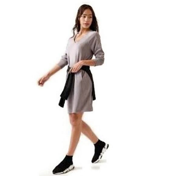 Athleta Seasoft Long Sleeve Dress Tinsel Purple Soft Cozy Loungewear Lavender M - Picture 1 of 10